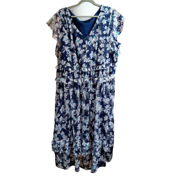 LANE BRYANT Midi Dress Plus 26/28 4X Flowy Floral Ruffle Romantic Cottage Artsy - Picture 2 of 12